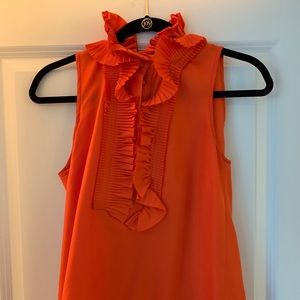 J Crew hot orange collar blouse